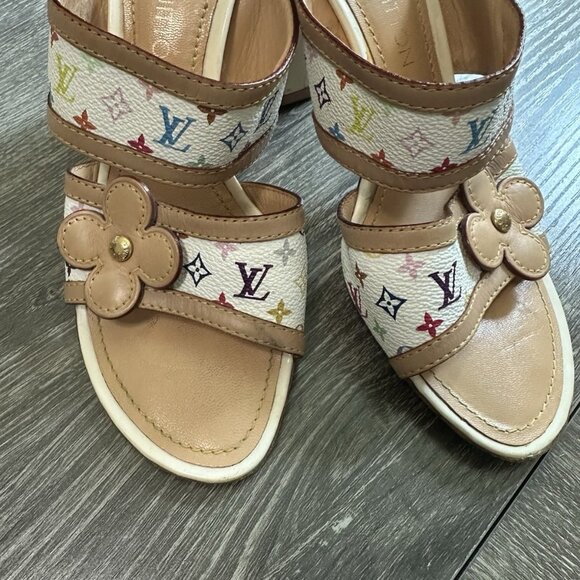 Louis Vuitton Sandals Murakami Monogram Double Strap 38.5 - Picture 2 of 6
